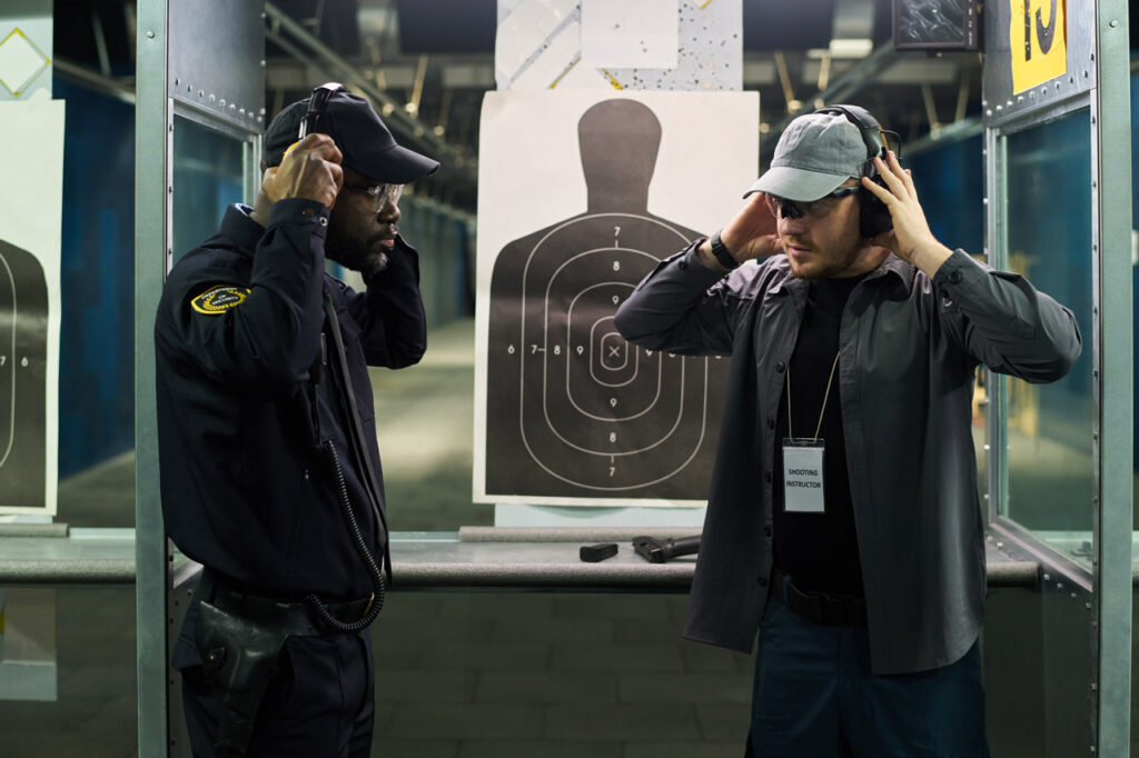 Professional instructor teaching gun range etiquette in Sarasota and firearm safety