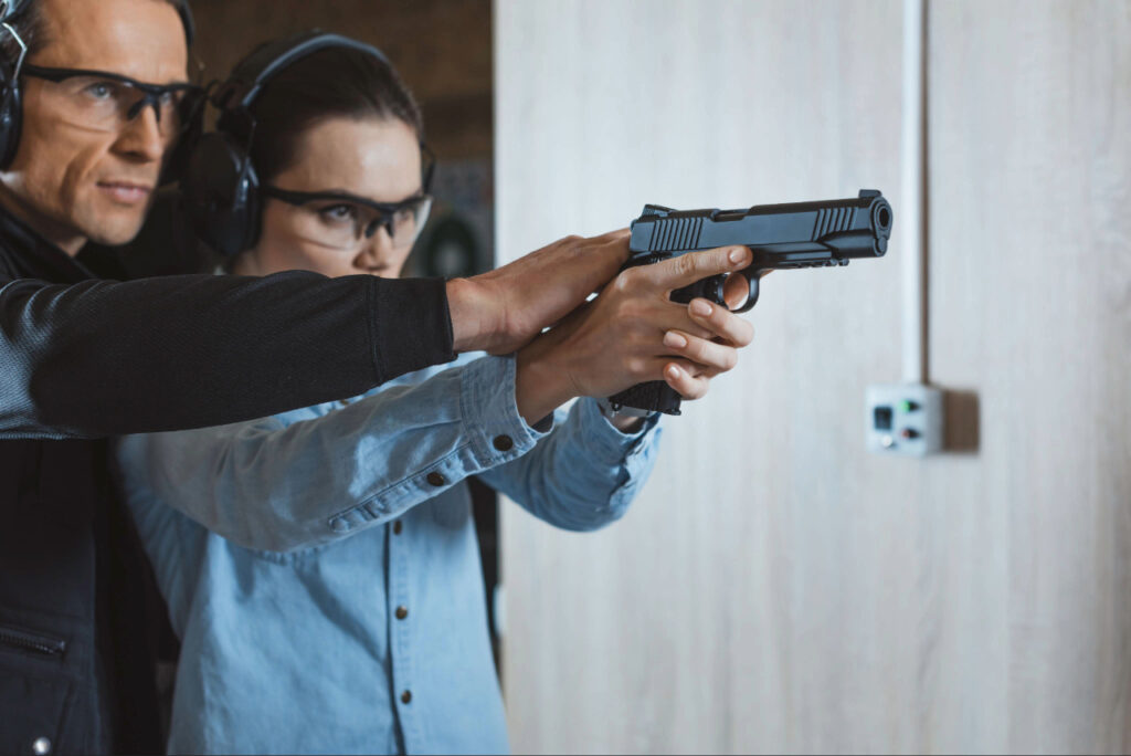 Shooter practicing proper grip to improve handgun accuracy in Sarasota