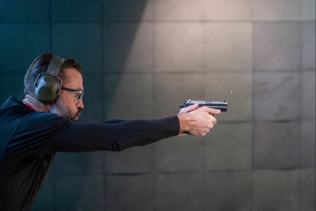 Shooter practicing a stable stance for better handgun accuracy in Sarasota
