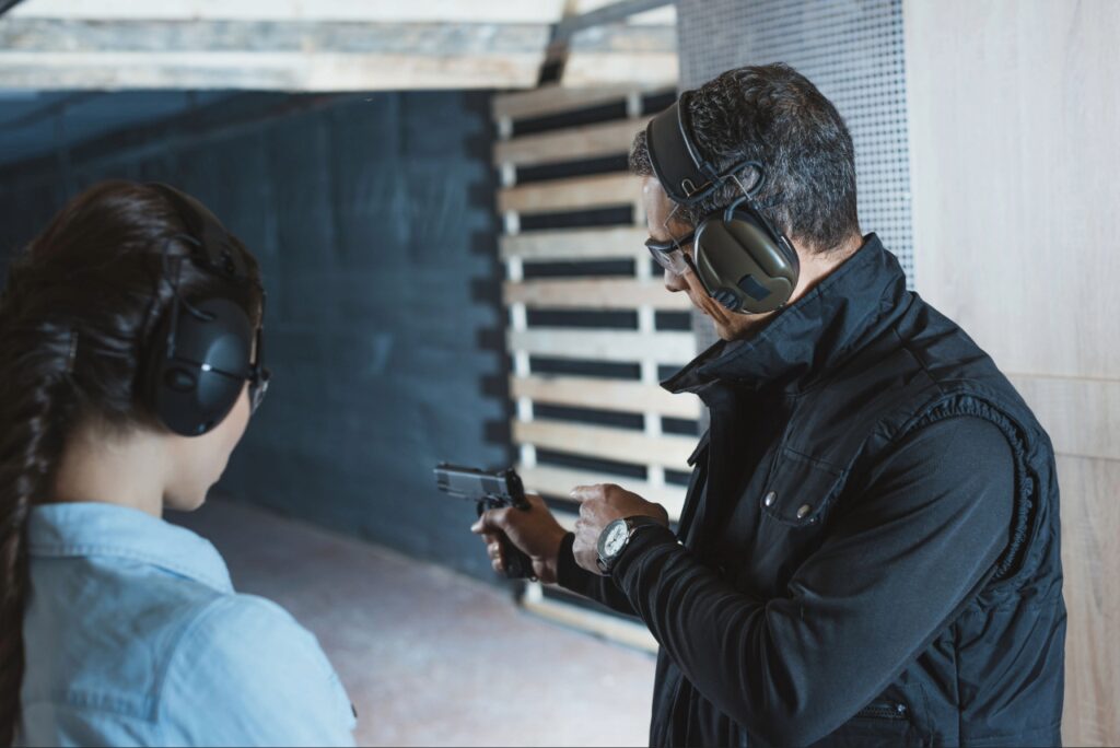 Range officer providing instructions as part of gun range etiquette in Sarasota