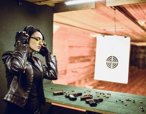 Indoor shooting range safety in Sarasota at a professional shooting range